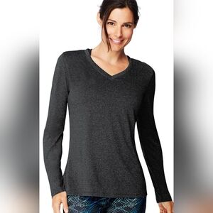 2 FOR 💲1️⃣ Tag Athletica Heathered Grey V-Neck Long Sleeve Top Sz Large